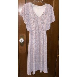 Sienna‎ Sky Dress Blue Red White Medium  Floral Smocked Cottage Core Midi Maxi